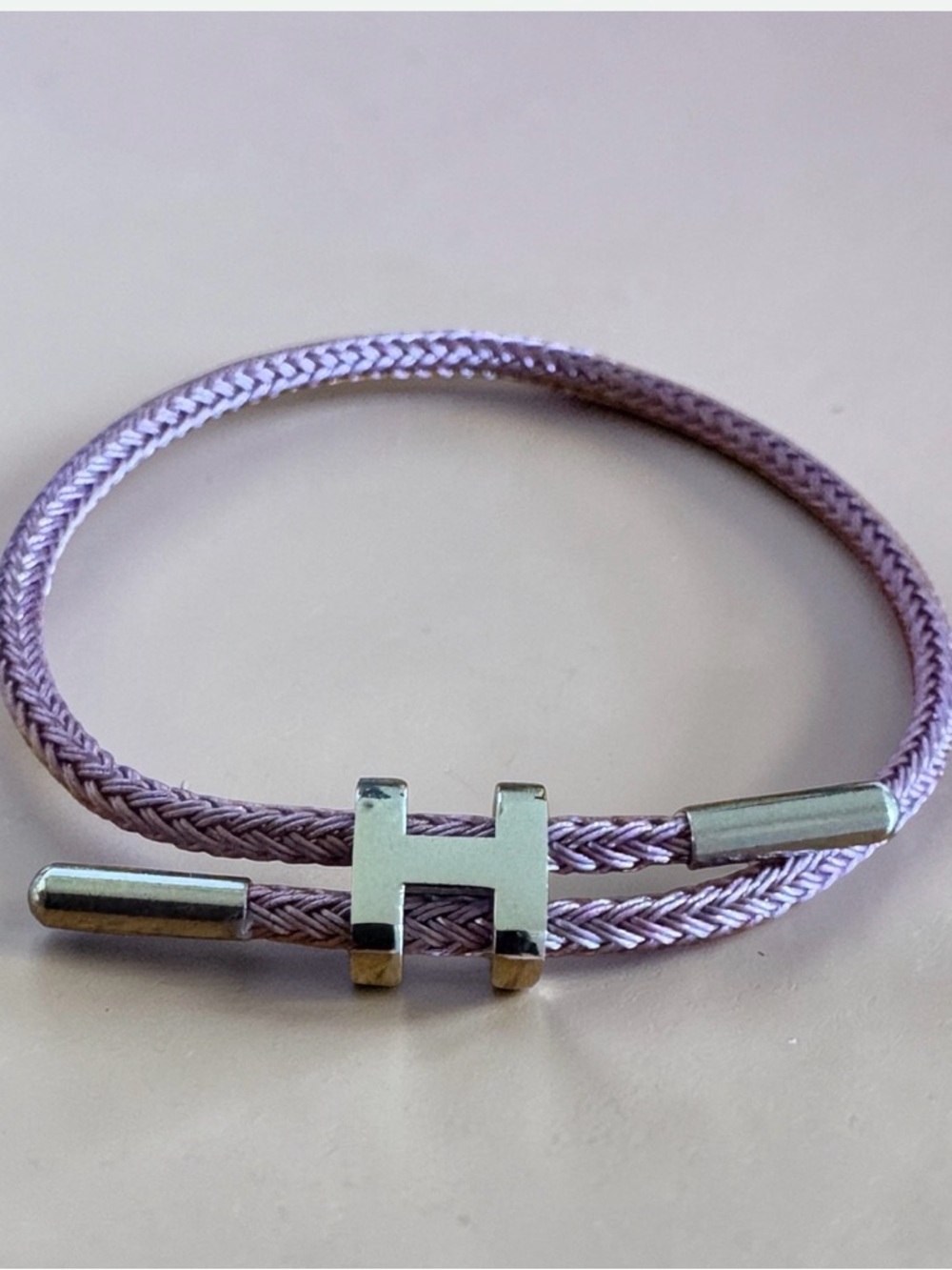 Lavender Cord Bracelet with Silver tone